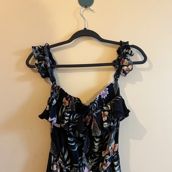 Black Floral Off-Shoulder Maxi Dress - Picture 1 of 4